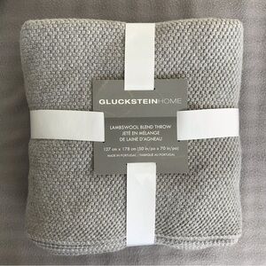 GlucksteinHome Gray Lambswool Blend Knit Throw